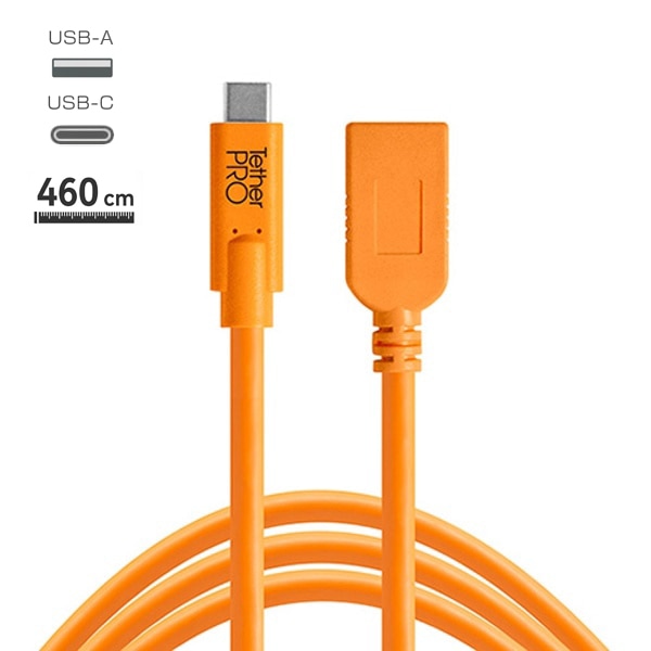 TETHER TOOLS(テザーツールズ) TetherPro USB-C to USB-A Female Adapter (460cm) オレンジ CUCA415-ORG