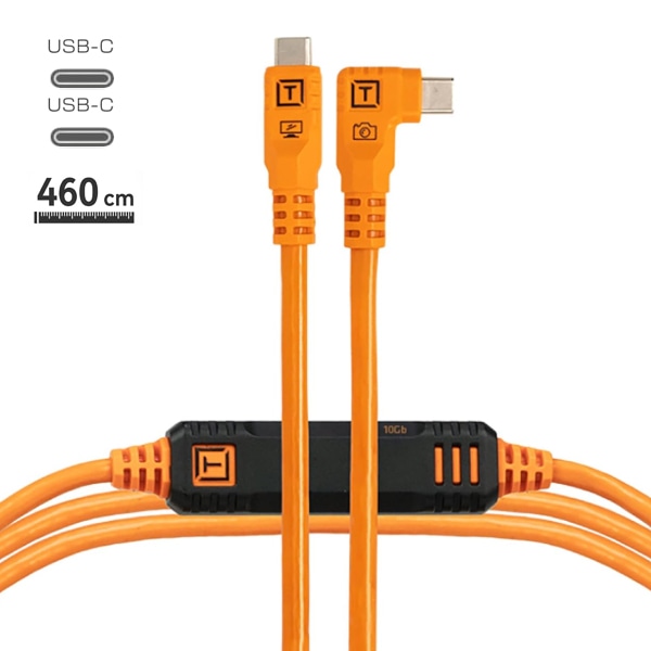 TETHER TOOLS(テザーツールズ) テザープロ オプティマ 10G USB-C ケーブル ライトアングル(4.6m) オレンジ CUC15RTG2-ORG