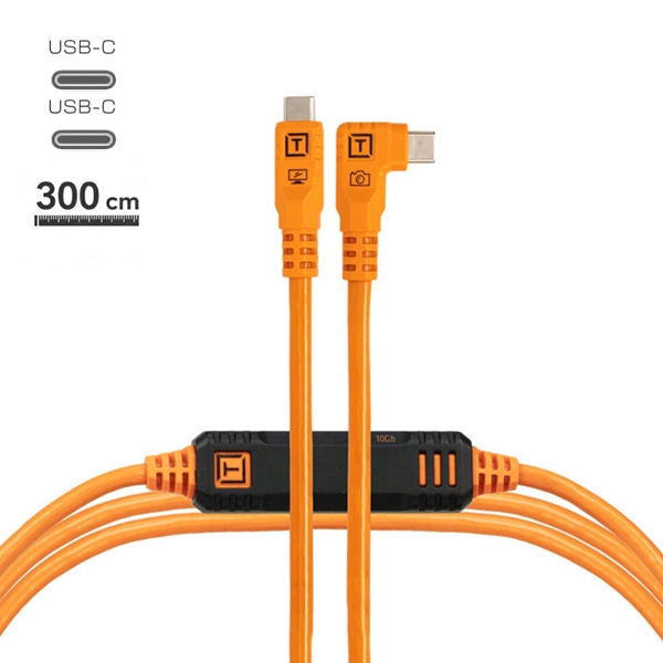 TETHER TOOLS(テザーツールズ) テザープロ オプティマ 10G USB-C ケーブル ライトアングル(3m) / CUC10RTG2B-ORG