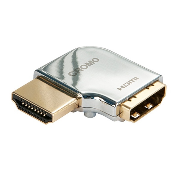 LINDY(リンディー) CROMO HDMI 2.0 Type-A オス/メス 亜鉛合金金メッキ変換アダプタ 水平左向き90度 41508