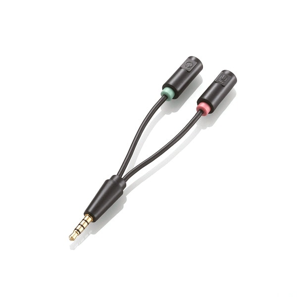 ELLECOM(エレコム) 3極Φ3.5mmステレオミニジャックx2-4極ミニプラグ変換ケーブル AV-35AD02BK