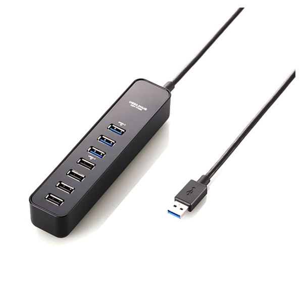 ELLECOM(エレコム) マグネット付き USB3.0ポート搭載 7ポート USBハブ U3H-T706SBK